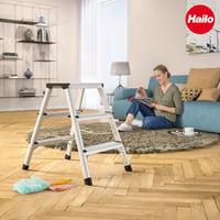 Hliníkový skladací schodík Hailo D60 StandardLine 2x3 — Výrobok vykazuje známky používania, silné opotrebovanie (stav: pozri 2. obrázok) 9