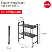 Hailo Quickboard skladacia univerzálna polica na kolieskach, matná čierna – bez 1 náhradného kolieska (neúplná, inak ako nová) 11