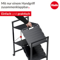 Hailo Quickboard skladacia univerzálna polica na kolieskach, matná čierna – bez 1 náhradného kolieska (neúplná, inak ako nová) 8