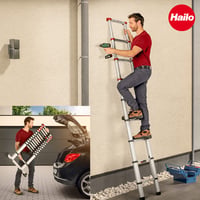 Scară telescopică din aluminiu Hailo T80 FlexLine, 13 trepte, înălțime de lucru 450 cm, argintiu, 13,1 kg 8