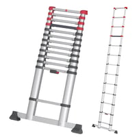 Scară telescopică din aluminiu Hailo T80 FlexLine, 13 trepte, înălțime de lucru 450 cm, argintiu, 13,1 kg 1