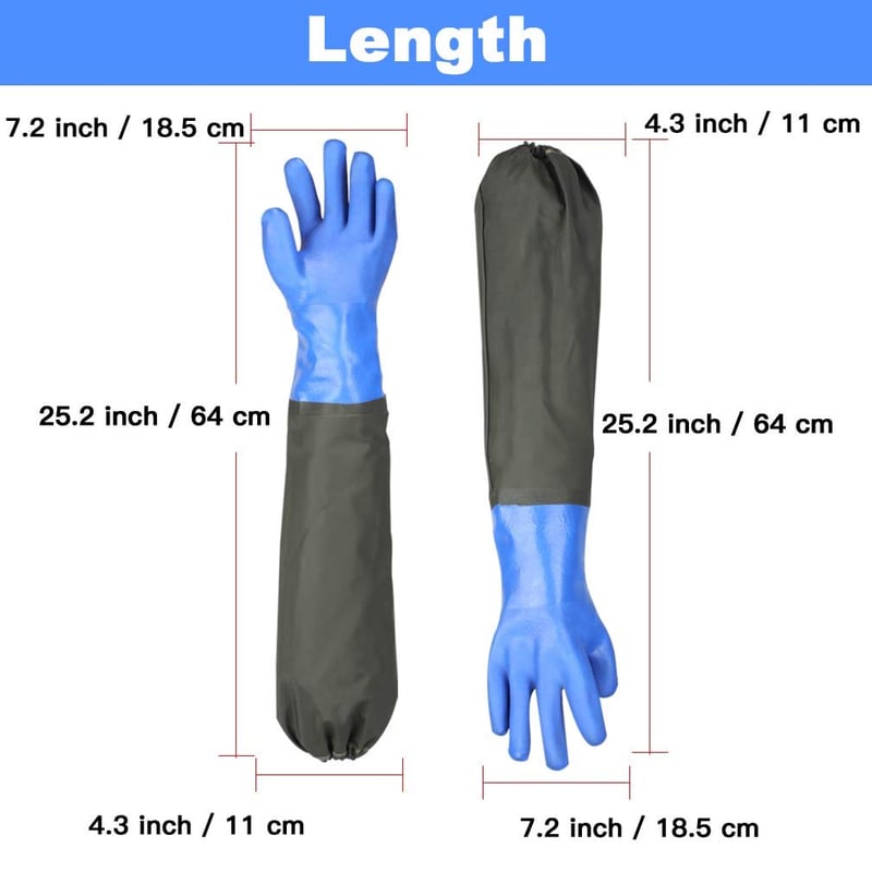 Haiou vízálló tavi kesztyű 65 cm kék, sav- és lúgálló munka kesztyű