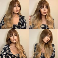 HAIRCUBE Hosszú Barna Hullámos Paróka Nőknek - Természetes Hatású Göndör Műhaj Frufruval - Hőálló Szintetikus Paróka Mindennapi és Alkalmi V 2