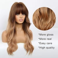 HAIRCUBE Hosszú Barna Hullámos Paróka Nőknek - Természetes Hatású Göndör Műhaj Frufruval - Hőálló Szintetikus Paróka Mindennapi és Alkalmi V 6