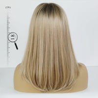 HAIRCUBE Hosszú Egyenes Szőke Paróka Nőknek - Sötét Gyökerű Arany-Barna Futura Szintetikus Haj, Selymes Tapintás, Hőálló 150°C-ig 5