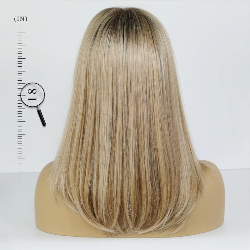 HAIRCUBE Hosszú Egyenes Szőke Paróka Nőknek - Sötét Gyökerű Arany-Barna Futura Szintetikus Haj, Selymes Tapintás, Hőálló 150°C-ig