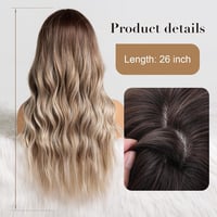 HAIRCUBE Hosszú Hullámos Paróka Nőknek - Hamuszőke Természetes Hatású Műhaj Középen Elválasztva, Légáteresztő Hálóval Hétköznapi és Alkalmi  4