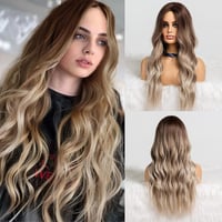 HAIRCUBE Hosszú Hullámos Paróka Nőknek - Hamuszőke Természetes Hatású Műhaj Középen Elválasztva, Légáteresztő Hálóval Hétköznapi és Alkalmi  1