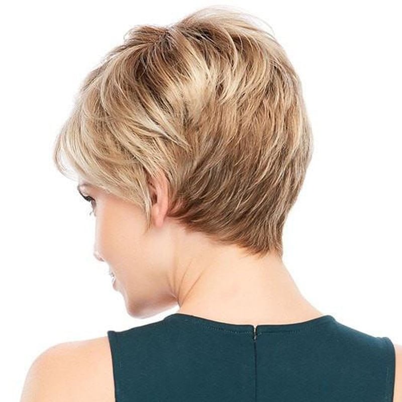 HAIRCUBE Rövid Szőke Paróka Fekete Gyökerekkel Női Hajparóka