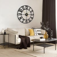 HAITANG Nagy Falióra Modern Fekete Fém Kerek 80 cm Átmérő Néma Elemmel Működő Vintage Stílusú Arab Számjegyes Óra Nappaliba Hálószobába Kony 8