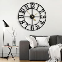 HAITANG Nagy Falióra Modern Fekete Fém Kerek 80 cm Átmérő Néma Elemmel Működő Vintage Stílusú Arab Számjegyes Óra Nappaliba Hálószobába Kony 6