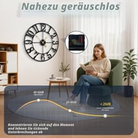 HAITANG Nagy Falióra Modern Fekete Fém Kerek 80 cm Átmérő Néma Elemmel Működő Vintage Stílusú Arab Számjegyes Óra Nappaliba Hálószobába Kony 4