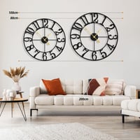 HAITANG Nagy Falióra Modern Fekete Fém Kerek 80 cm Átmérő Néma Elemmel Működő Vintage Stílusú Arab Számjegyes Óra Nappaliba Hálószobába Kony 2