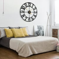 HAITANG Nagy Falióra Modern Fekete Fém Kerek 80 cm Átmérő Néma Elemmel Működő Vintage Stílusú Arab Számjegyes Óra Nappaliba Hálószobába Kony 9