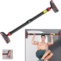 HAKENO Hrazda na zhyby do dverí bez vŕtania, nastaviteľná 75-94 cm, nosnosť 200 kg, 360° ozubený zámok 1