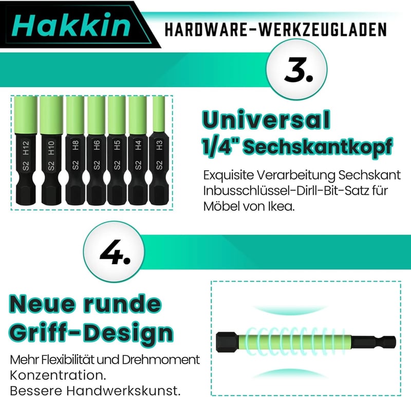 Hakkin 100mm Hex Csavarhegy Készlet S2 Ütésálló 10 Darab Mágneses
