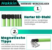 Hakkin 100mm Hex Csavarhegy Készlet S2 Ütésálló 10 Darab Mágneses 4