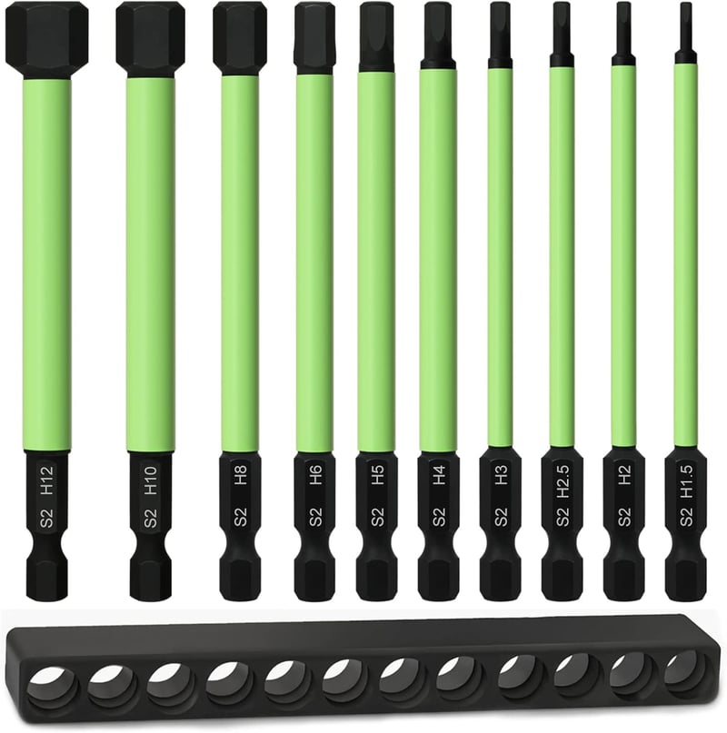 Hakkin 100mm Hex Csavarhegy Készlet S2 Ütésálló 10 Darab Mágneses