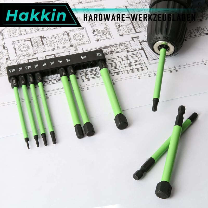 Hakkin 100mm Hex Csavarhegy Készlet S2 Ütésálló 10 Darab Mágneses