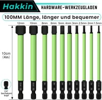 Hakkin 100mm Hex Csavarhegy Készlet S2 Ütésálló 10 Darab Mágneses 2