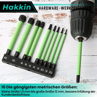 Hakkin 100mm Hex Csavarhegy Készlet S2 Ütésálló 10 Darab Mágneses 6