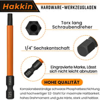 Hakkin 13 részes Torx bit készlet 75mm mágneses csavarhúzó S2 acél 4