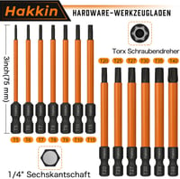 Hakkin 13 részes Torx bit készlet 75mm mágneses csavarhúzó S2 acél 2