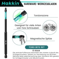 Hakkin 150mm Torx Bit készlet 12db hosszú bitek 1/4" S2 csavarhúzóhoz 4