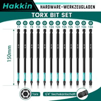 Hakkin 150mm Torx Bit készlet 12db hosszú bitek 1/4" S2 csavarhúzóhoz 2