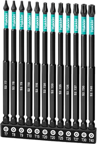 Hakkin 150mm Torx Bit készlet 12db hosszú bitek 1/4" S2 csavarhúzóhoz 1