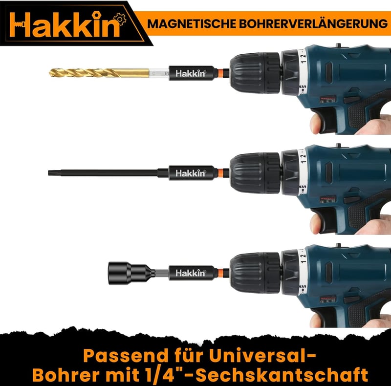 Hakkin 5 db 60 mm Mágneses Bittartó 1/4" Gyorscserélő Fúrószár Hosszabbító Elektromos Fúrókhoz, Csavarbehajtókhoz, Krómvanádium Acél