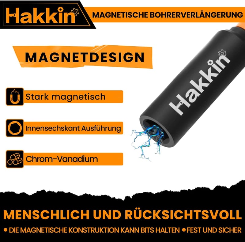 Hakkin 5 db 60 mm Mágneses Bittartó 1/4" Gyorscserélő Fúrószár Hosszabbító Elektromos Fúrókhoz, Csavarbehajtókhoz, Krómvanádium Acél