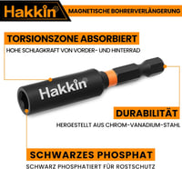 Hakkin 5 db 60 mm Mágneses Bittartó 1/4" Gyorscserélő Fúrószár Hosszabbító Elektromos Fúrókhoz, Csavarbehajtókhoz, Krómvanádium Acél 4