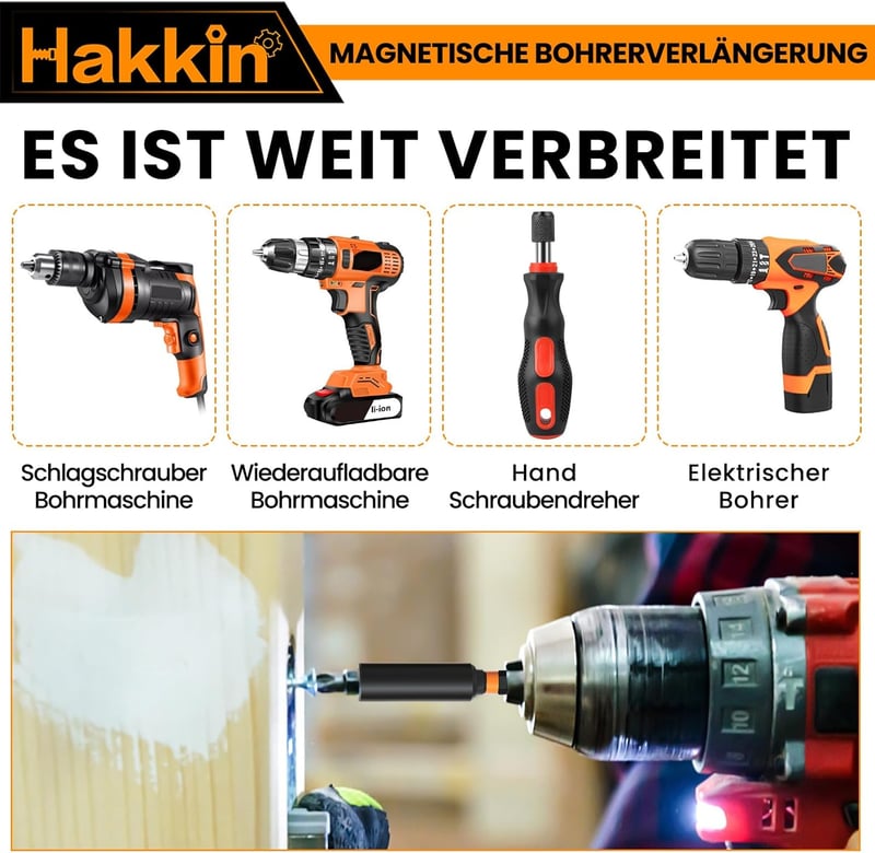 Hakkin 5 db 60 mm Mágneses Bittartó 1/4" Gyorscserélő Fúrószár Hosszabbító Elektromos Fúrókhoz, Csavarbehajtókhoz, Krómvanádium Acél