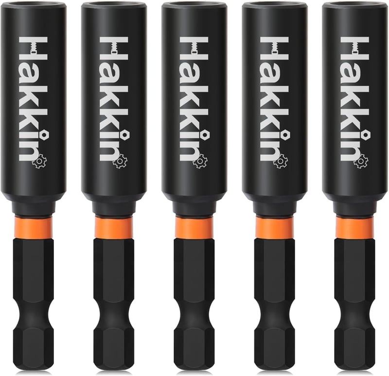 Hakkin 5 db 60 mm Mágneses Bittartó 1/4" Gyorscserélő Fúrószár Hosszabbító Elektromos Fúrókhoz, Csavarbehajtókhoz, Krómvanádium Acél