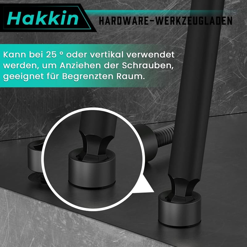 Hakkin 7 részes gömbfejű imbuszkulcs készlet 2-8 mm, 65 mm hosszú, S2 acél, mágneses, 1/4" befogású, szereléshez, barkácsoláshoz