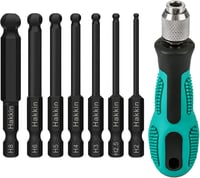 Hakkin 7 részes gömbfejű imbuszkulcs készlet 2-8 mm, 65 mm hosszú, S2 acél, mágneses, 1/4" befogású, szereléshez, barkácsoláshoz 1