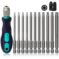 Hakkin set Torx bitova 1/4" S2 čelik, dugi, s rupom - 12 kom. 1