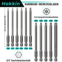 Hakkin set Torx bitova 1/4" S2 čelik, dugi, s rupom - 12 kom. 3