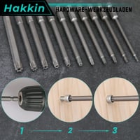 Hakkin set Torx bitova 1/4" S2 čelik, dugi, s rupom - 12 kom. 6