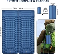 Haksimey Önfelfújó Ultrakönnyű Kempingmatrac - Lábpumpával, Beépített Párnával, 8 cm Vastag, Vízálló, 300 kg Teherbírás, Túrázáshoz, Utazásh 5