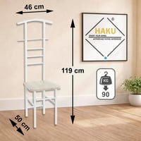 HAKU 80088 Scaun cu valet Stumm, cu spațiu de depozitare, stejar-alb, MDF și metal, stil modern, 46x119x50 cm 4