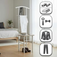 HAKU 80088 Scaun cu valet Stumm, cu spațiu de depozitare, stejar-alb, MDF și metal, stil modern, 46x119x50 cm 2