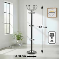 Cuier vertical HAKU, crom-negru cu bază din marmură, metal, stil modern – 176 x 38 cm 4