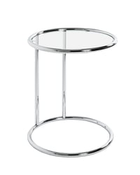 Măsuță de cafea HAKU Furniture 64235 cu blat rotund din sticlă și bază din metal cromat, măsuță de living modernă, 55 x 45 cm 1
