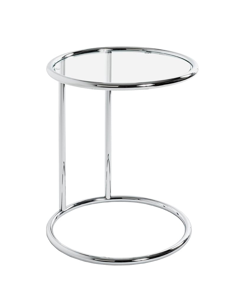 Măsuță de cafea HAKU Furniture 64235 cu blat rotund din sticlă și bază din metal cromat, măsuță de living modernă, 55 x 45 cm