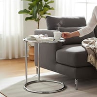 Măsuță de cafea HAKU Furniture 64235 cu blat rotund din sticlă și bază din metal cromat, măsuță de living modernă, 55 x 45 cm 8