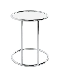 Măsuță de cafea HAKU Furniture 64235 cu blat rotund din sticlă și bază din metal cromat, măsuță de living modernă, 55 x 45 cm 6