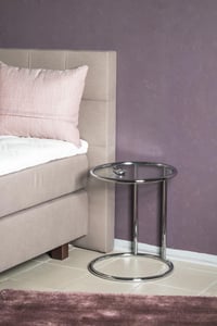 Măsuță de cafea HAKU Furniture 64235 cu blat rotund din sticlă și bază din metal cromat, măsuță de living modernă, 55 x 45 cm 7