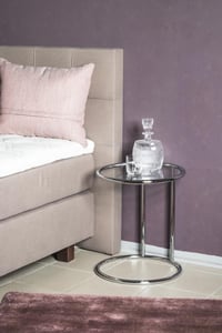 Măsuță de cafea HAKU Furniture 64235 cu blat rotund din sticlă și bază din metal cromat, măsuță de living modernă, 55 x 45 cm 2